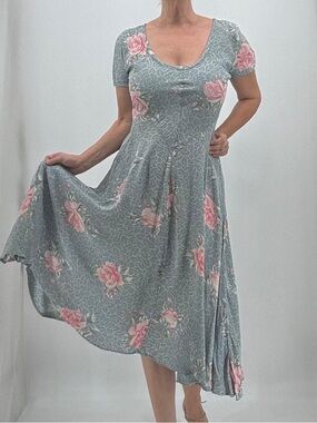 Vintage 90s Starina Fairycore Coquette Cottagecore Romantic Floral Print Dress